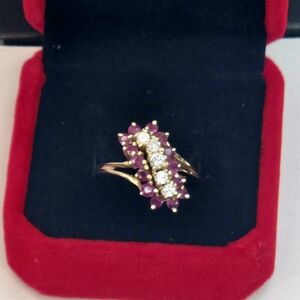 14k Elegant Diamonds  and Ruby's Natural Gemstone Ring 6 1/2